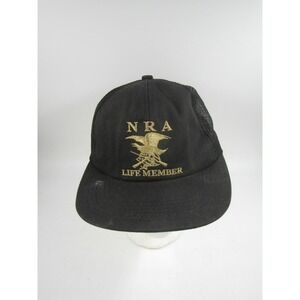 Vintage NRA Hat Cap Snap Back Black Mesh Trucker Life Member Mens 80s USA